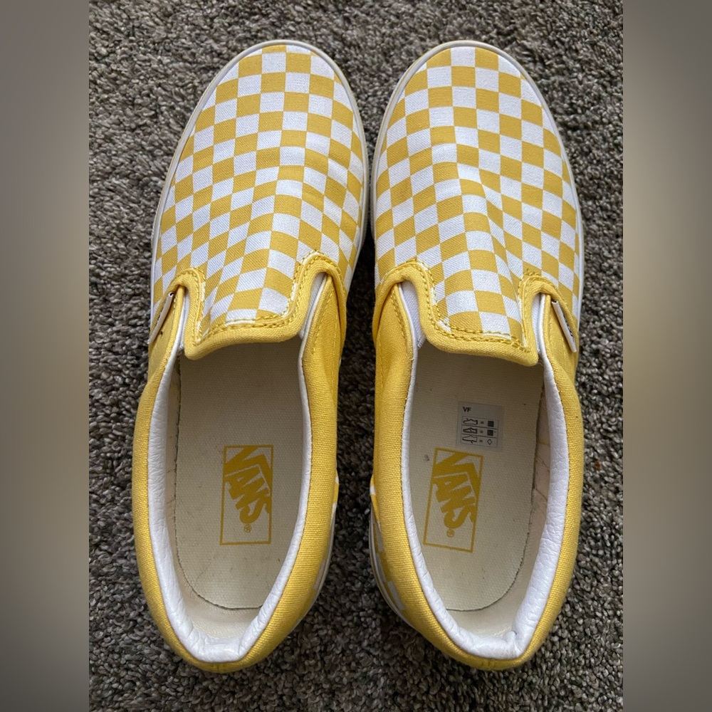 Vans Yellow Checkerboard Slip-On Sneakers